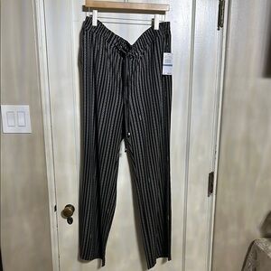 Michael Kors Wide Leg Black and White Pinstripe Pants